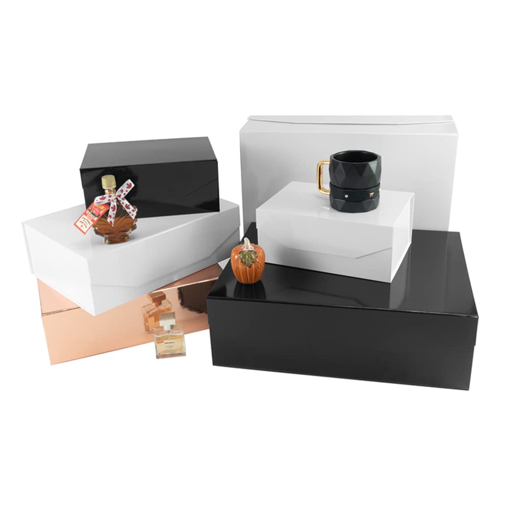 PACKGILO 1Pcs 13x9x4 Inches Silver Gift Boxes with Lids for Presents Magnetic gift box large Gift Box for Bridesmaid Proposal,Groomsman (Glossy Silver)