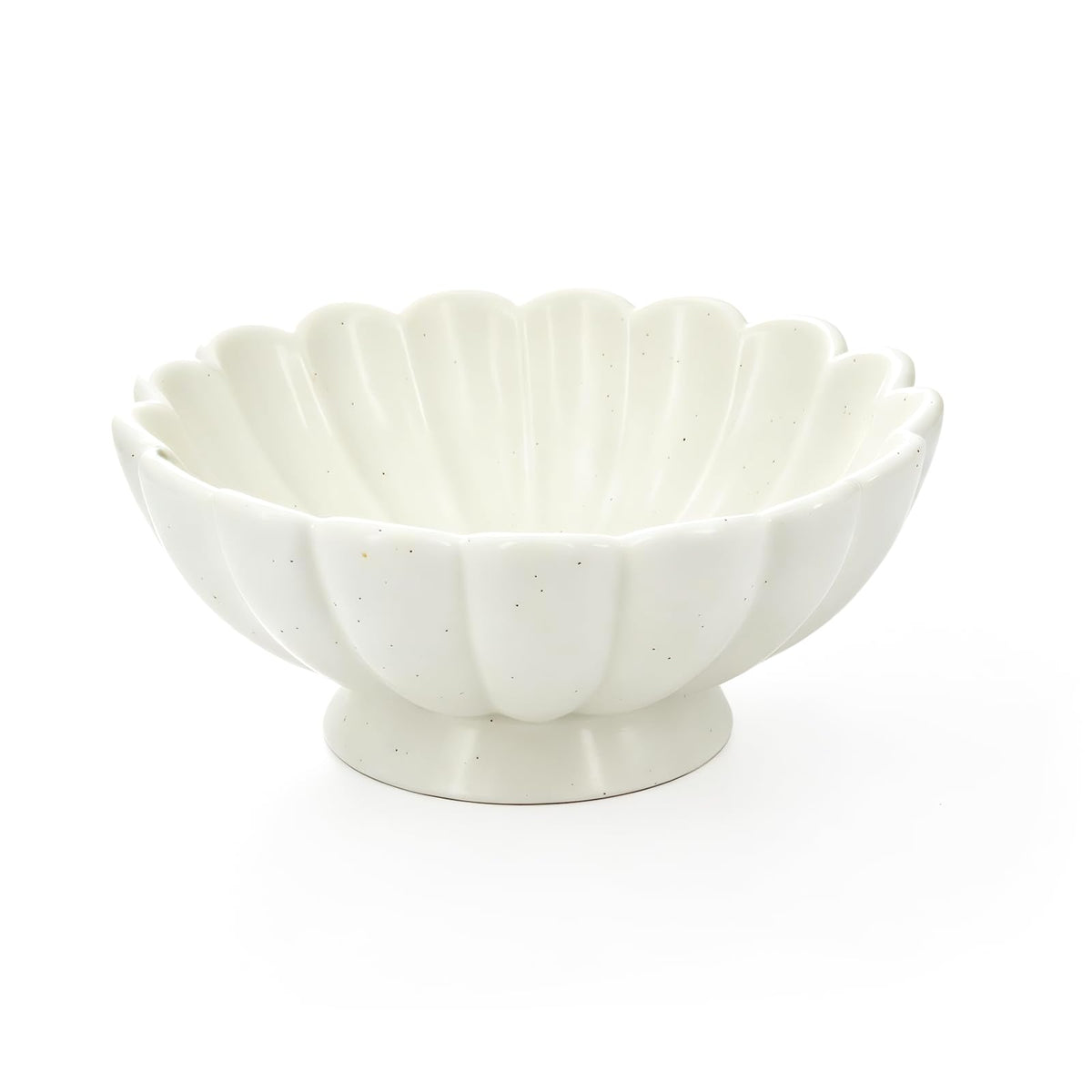 8-Inch Fluted Ceramic Decorative Bowl,Small White Fruit Bowl for Kitchen Counter,Key Bowl for Entryway Table,Handcrafted Pedestal Bowl for Coffee Table, Dining Room Centerpiece,House Warming Gift