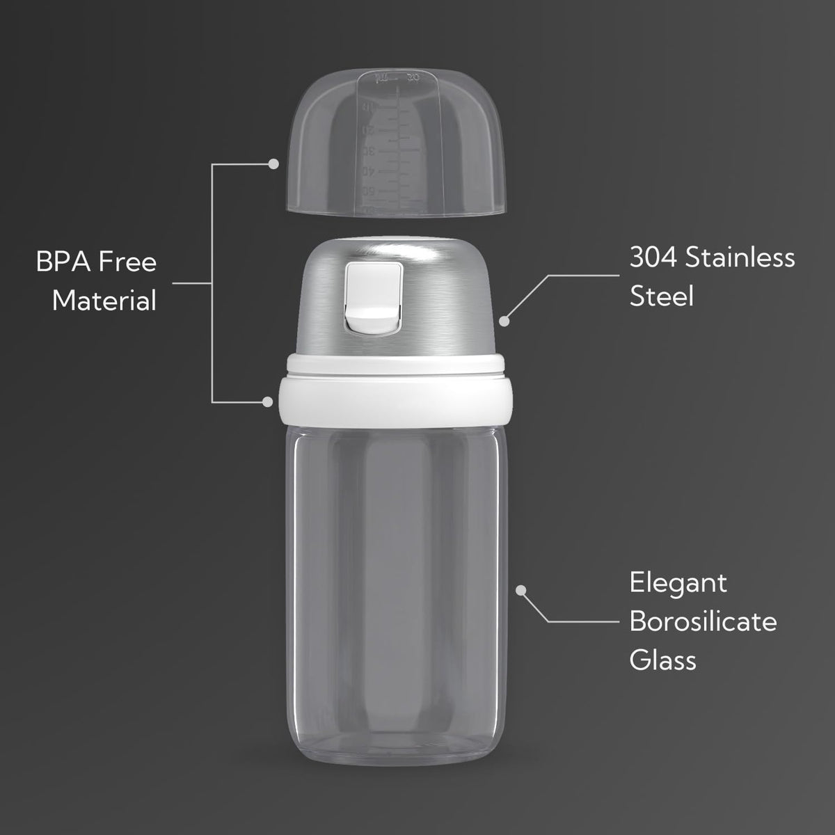 KITCHENDAO Precision Pour Glass Soy Sauce Dispenser with 3 Modes and 2 in 1 Glass Salt Shaker with Side Pour Spout