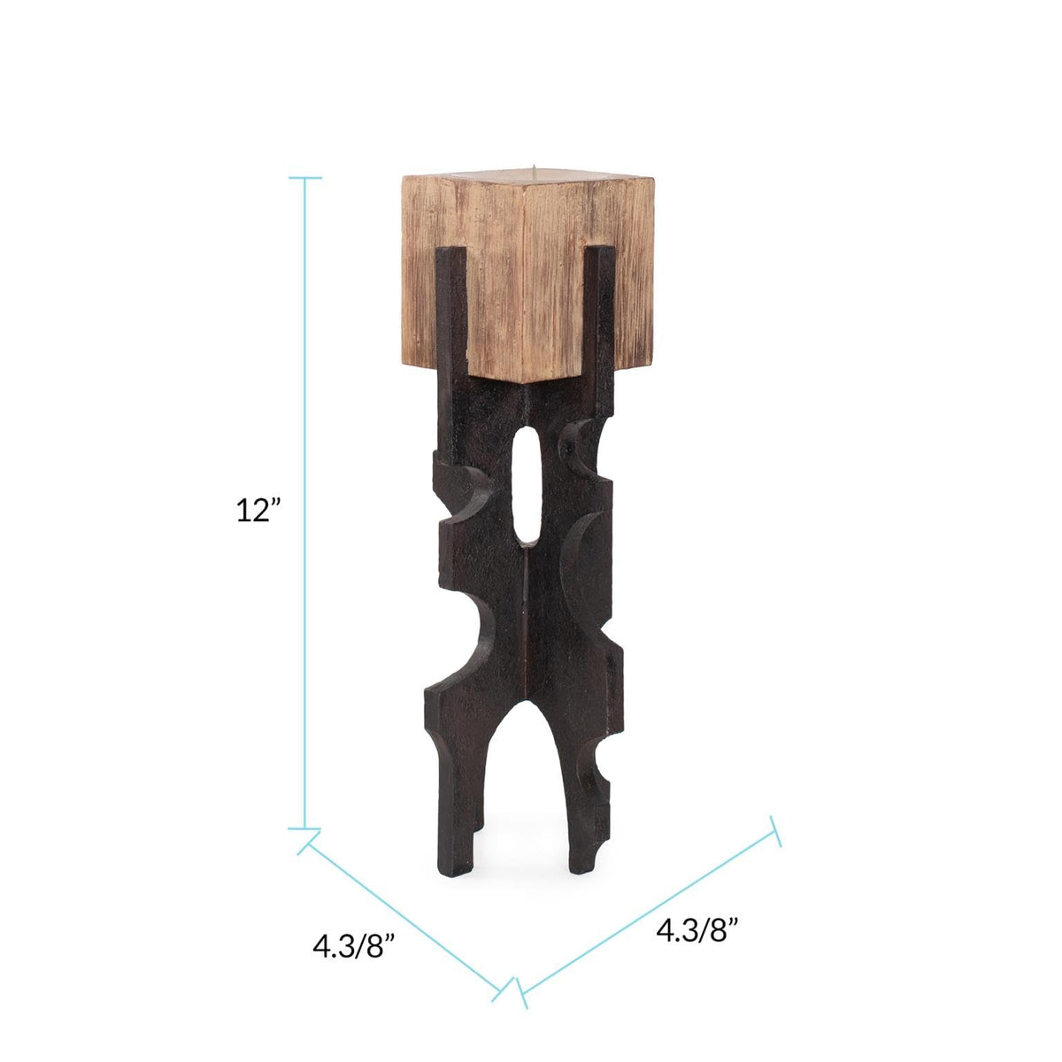Howard Elliott Collection Cade Architectural Pillar Candle Holder, Black and Sand Modern Industrial Geometric Base Decorative Centerpiece for Living Room, Dining Table & Hallway Decor, Tall