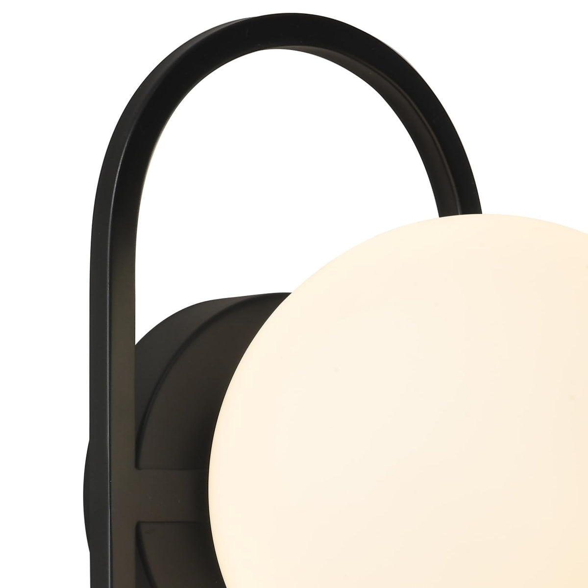 SeeU Vintage Black Wall Sconces Set of Two Globe Wall Lamp with Milky Glass Shades Modern Wall Light Fixtures for Living Room, Bedroom, Stairs, Hallway