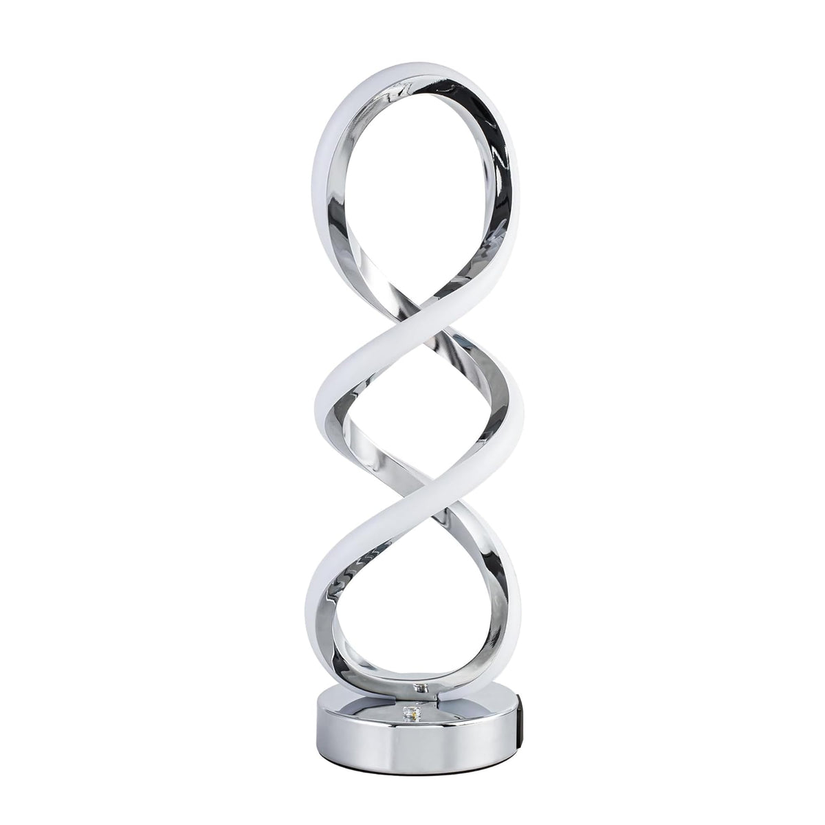 Adebime Modern Spiral RGB Table Lamp, Touch Dimmable Bedside Lamp, 7 Colors 10 Light Modes Spiral Design Table Lamp, Unique Nightstand Lamp for Living Room, Bedroom, Cool Lamps, Silver