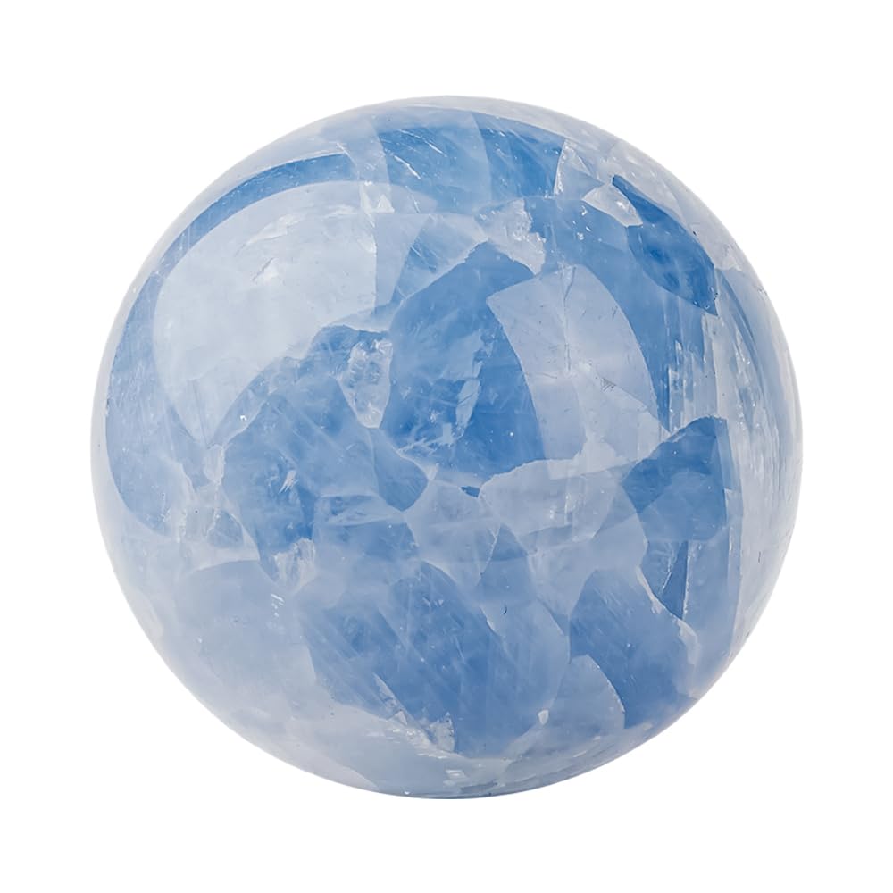 2-2.4 inch (5-6 cm) Natural Celestite Crystal Ball with Stand, Hand Polished Celestite Sphere, Reiki Healing Decorative Gemstone Sphere, Feng Shui Home Ornament, Mineral Crystal Collection Gift
