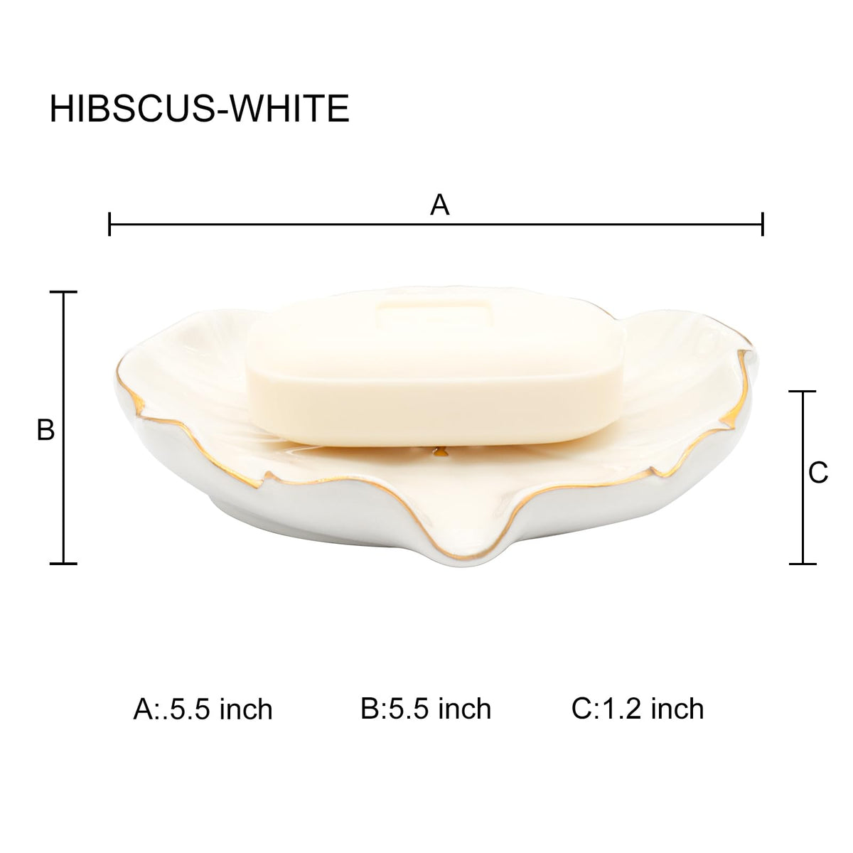 Elegant Bathroom Soap Dish, Inspired by Nature Hibiscus Flower, Ceramic Soap Dish Holder, Self-Draining and Multiple Styles for Bathroom Kitchen Accessories