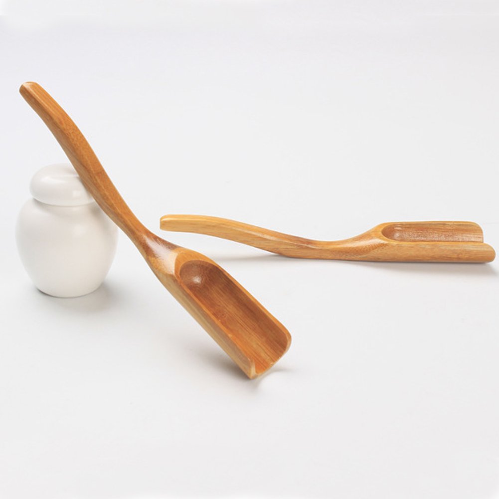 Tea Spoons Natural Bamboo Tea Spoon for Loose Tea ,Cucumis 6Pcs Kung Fu Tea Spade Natural Bamboo Wood Spoons for Scooping Coffee Powder,Tea,Salt,Yeast, Superfood Powders,Cacao