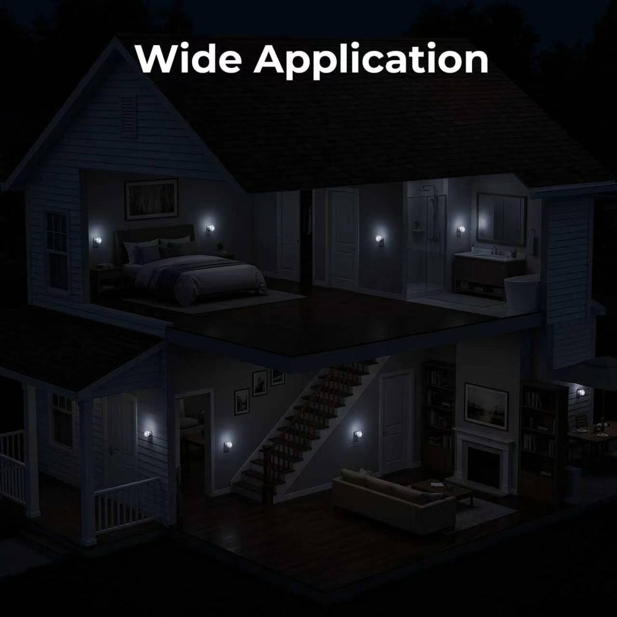 4-Pack LED Night Lights Plug in Wall, Crystal Acrylic Decorative Crown Design Nightlights with Dusk-to-Dawn Auto Sensor, 5000K Daylight 50LM, for Bedroom, Bathroom, Kids’ Room, Hallway, Living Room