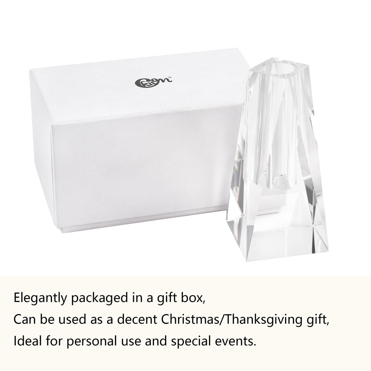 Kitcom Small Crystal Flower/Bud Vase 6.3Inch, Elegant Floral Display for Home & Weddings, Comes with Gift Box