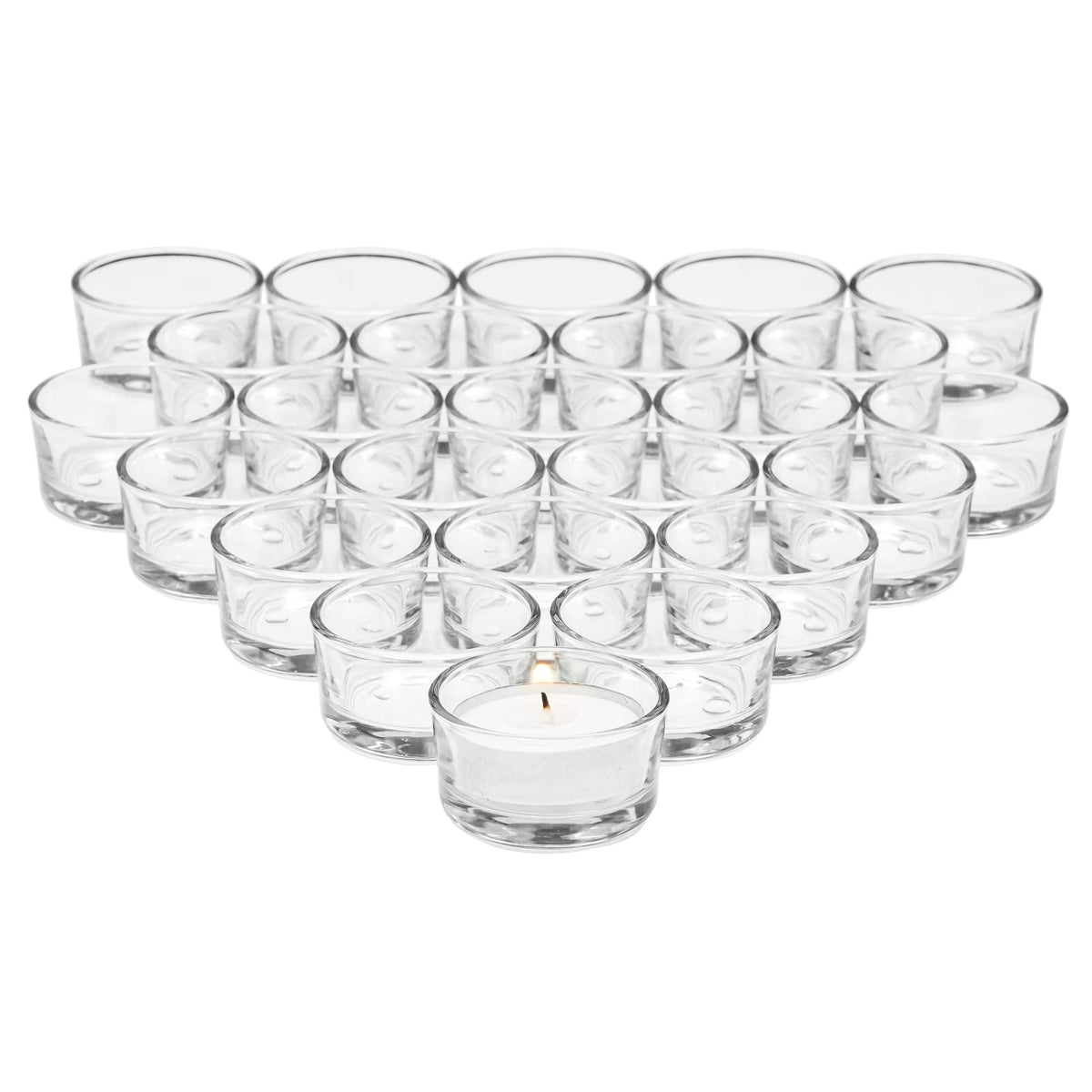 Juvale Glass Votive Candle Holders - Fits Standard Tealight Candles - Short Tealight Holders - Pack of 24, 1.9 in Dia x 1.0 in H