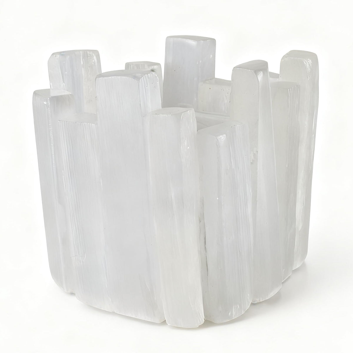 Selenite Tea Light Holder, Natural Selenite Crystal Candle Holders with Different Shapes, for Home Decor, Meditation, Yoga, Reiki, Gifts (Square Irregular Cup)