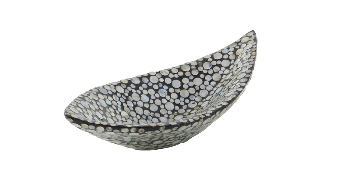 Deco 79 Mother of Pearl Shell Living Room Decor Tray Ottoman Tray, Serving Tray 22" x 10" x 6", Gray