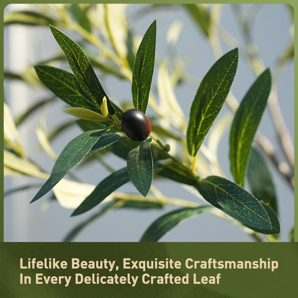 Verinatural Olive Tree Artificial Indoor 7ft - Large Fake Plants - Realistic Faux Olive Tree in Pot - Tall Artificial Plants for Home, Patio, Living Room, Office Decor,VN138