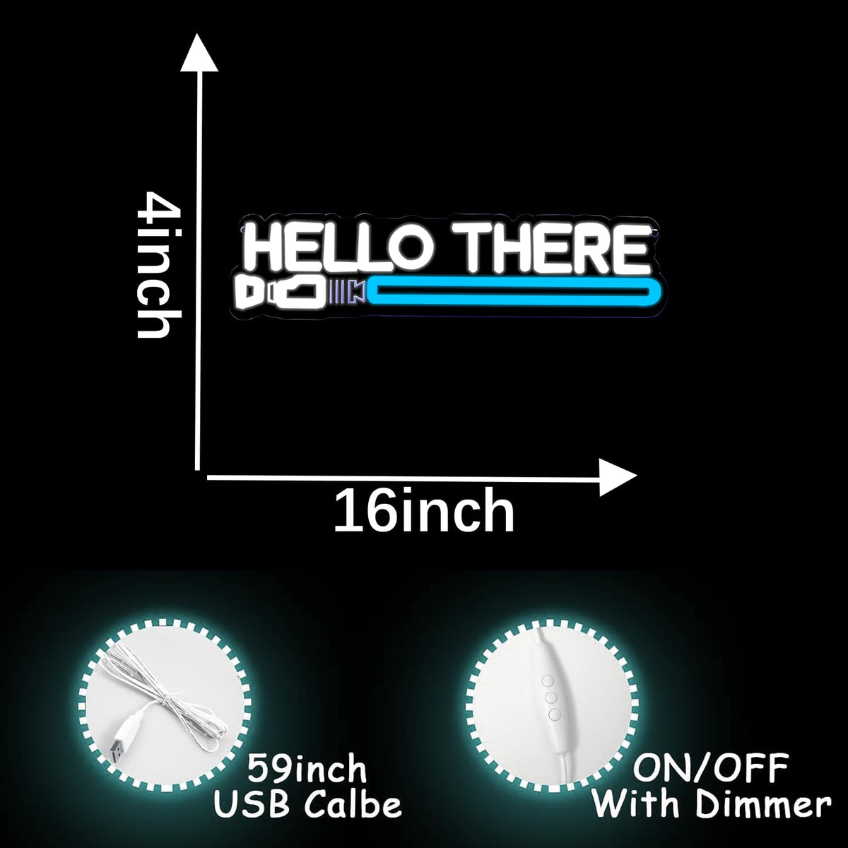 Pinlangdou Lightsaber Neon Sign Hello There Neon Sign Usb Power LED Swords Light Wall Decor for Bedroom Living Room Best Gifts for Men Fans