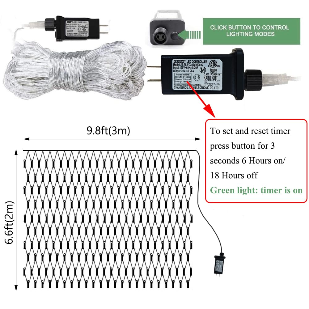 Vicila Net Light Christmas Lights Red, 240 LED Tree Mesh Lights Outdoor Plug in Hanging String Lights for Xmas, Halloween, Garden, Walkway, Bushes Decor-9.8ft x 6.6ft(Red)