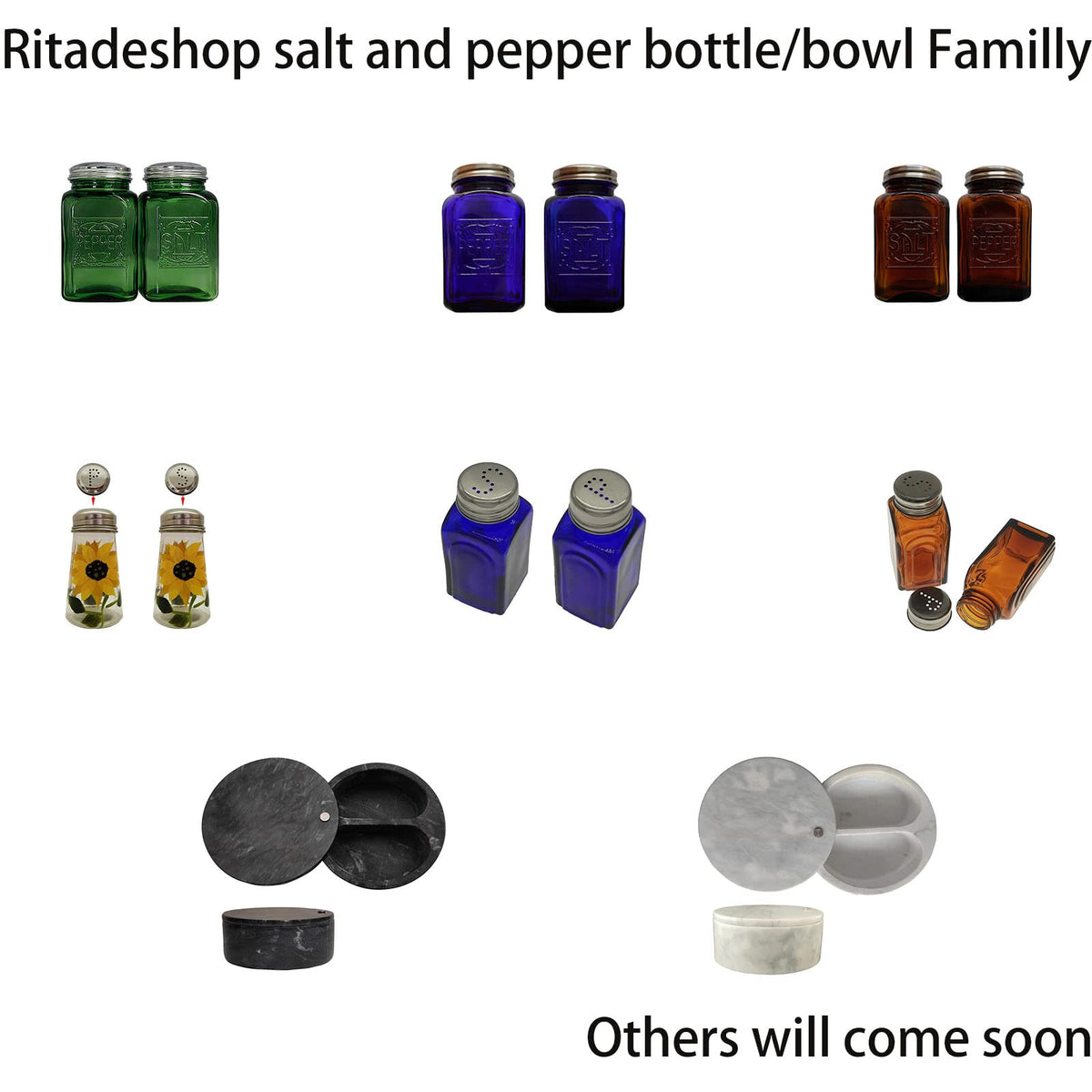Ritadeshop Salt and Pepper Bowl/Dual Compartment Cellar with Swivel Top for Salt, Spice and Herbs Storage (Black)