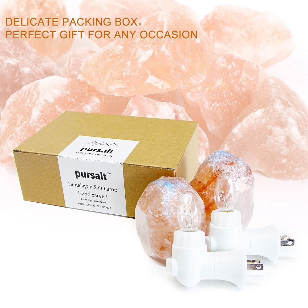 pursalt USB Himalayan Salt Lamp Night Light with Remote Control Bundled Salt Lamp Night Light 2 Pack Set