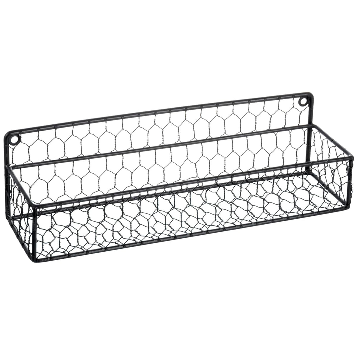 MyGift 2 Pcs Spice Rack Wall Mount, Small Seasoning Shelf Organizer, 12-Inch Over the Stove Hanging Kitchen Condiment Basket Storage Display, Black Wire