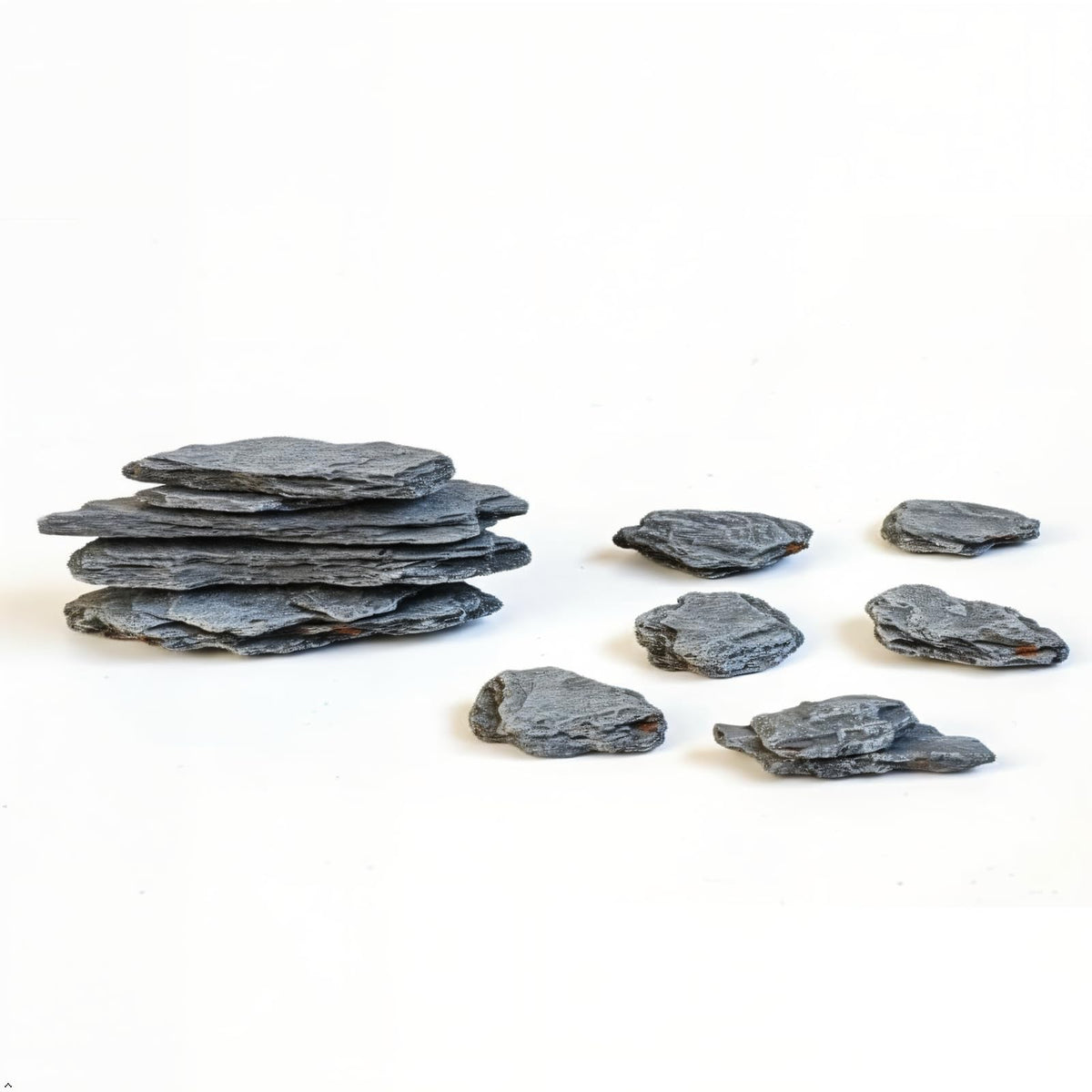 Kai Dream Miniature Stones for Terrarium - Tree Bark Diorama Rocks for Miniature Terrain Display - Lightweight Reptile Habitat Decor - NOT for Aquarium Underwater Use - 24Pcs Slate Stone (1-2 inch)“