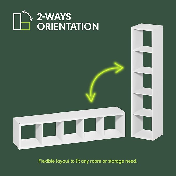 Furinno Cubicle Book Shelf, 5-Cube Bookshelf, Extra Thick Horizontally &