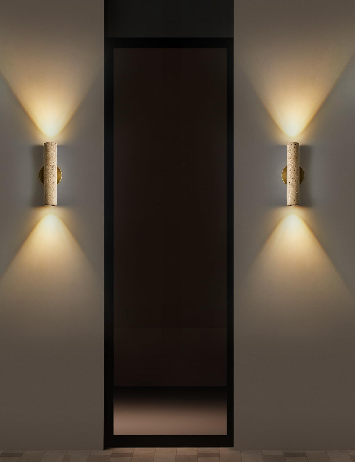 LVLVlech Natural Yellow Cave Stone Wall Sconce, 12.6 Inch Up Down Wall Light Fixture, E26 Hardwired Indoor Lamp, Wabi Sabi Modern Stone Sconce for Bedroom Hallway