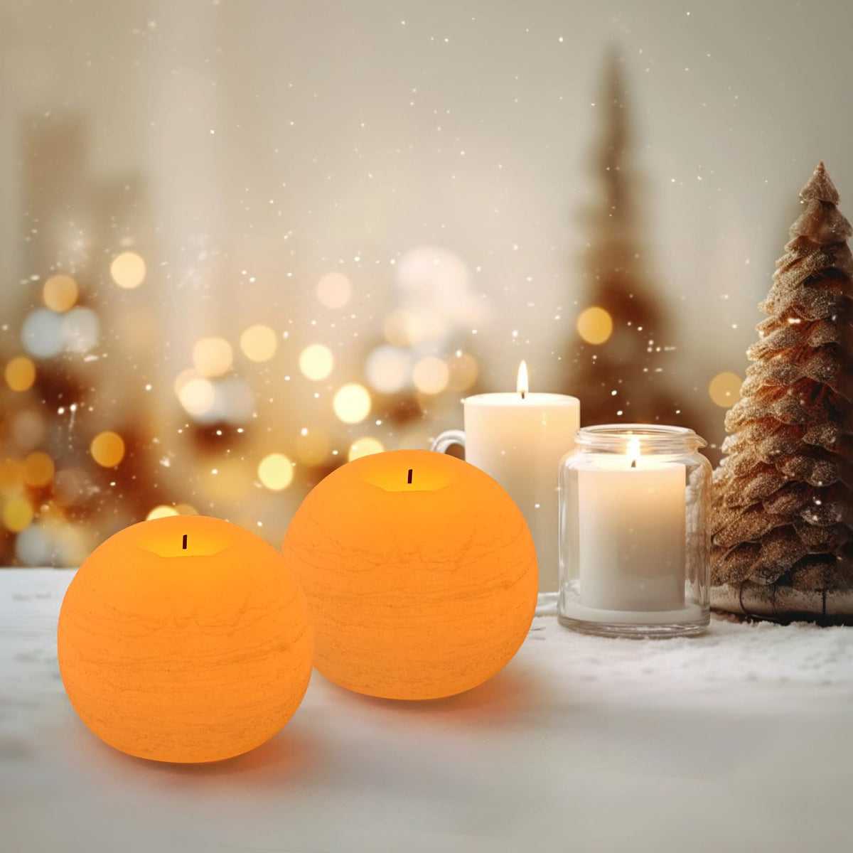 FUWDEO Flameless Candles with Remote & Timer,4"H LED Battery Operated Round Candle 2 Pack,Real Wax Christmas Candle Lights Flickering for Christmas Gift Wedding Home Decor (White)