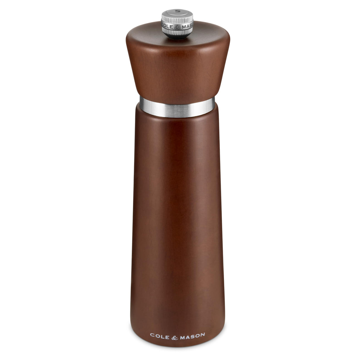Cole & Mason Millbank Salt Mill, 7" - Salt Grinder with Ultra-Sharp Grinding Mechanism - Flavor-Enhancing Salt Shaker - Refillable Mill with Adjustable Grinding - Chestnut, Salt Mill