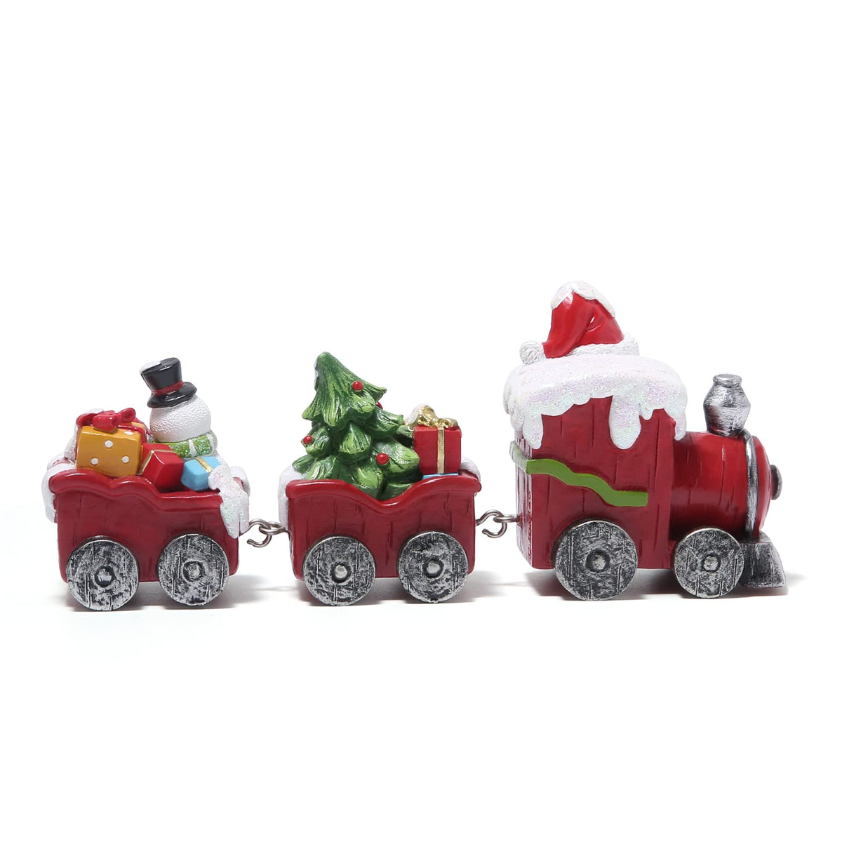 Hodao Christmas Train Figurines with Santa, Tree & Snowman – Mini Resin Tabletop Decorations for Home, Indoor Holiday Decor, Lovely Ornaments & Gift