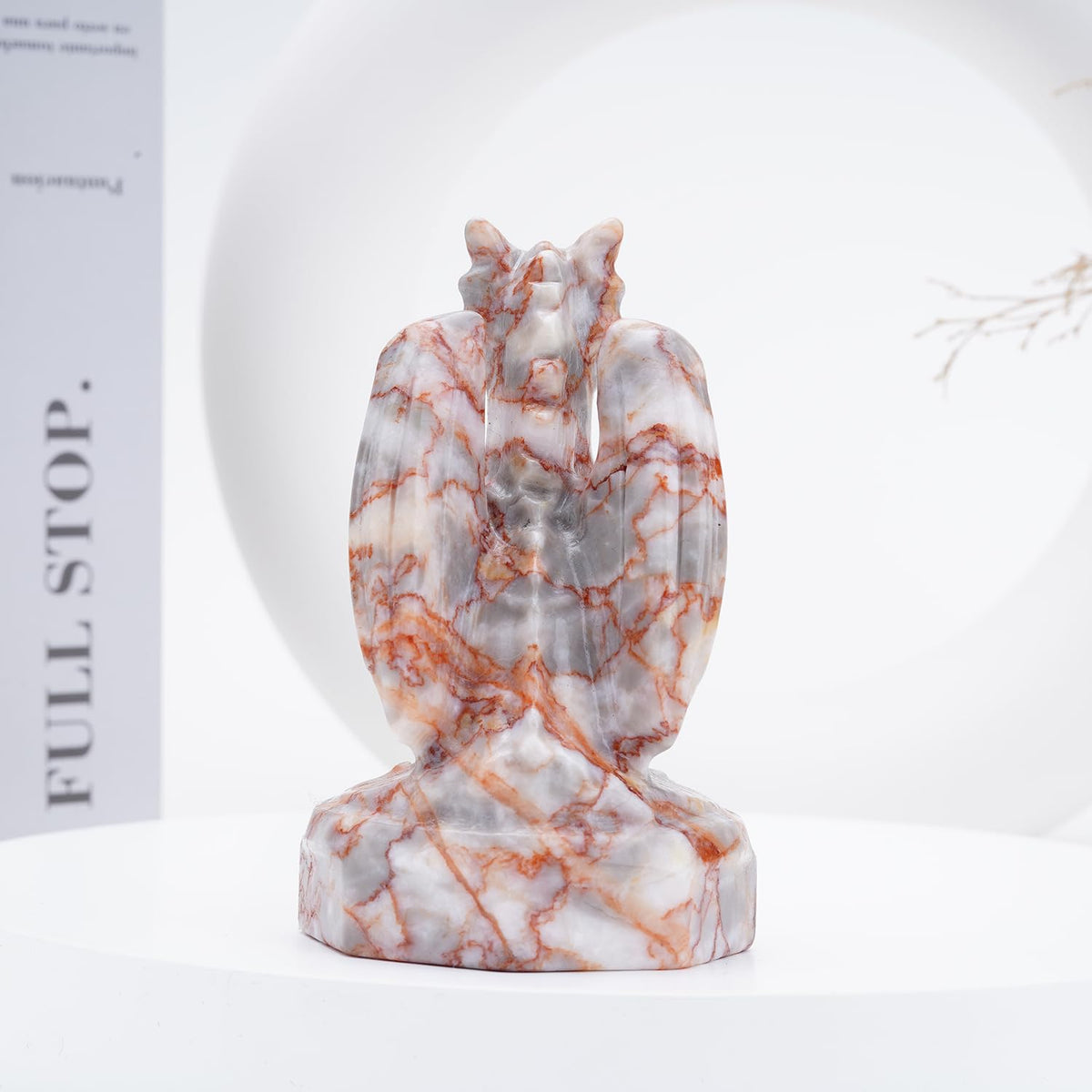 Bmuafry Natural Dragon Crystal Sculptures and Statues Hand Carved Reiki Healing Stone Statue Healing Home Office Art Room Decoration Collectible Ornaments (Red Grid, Flying Dragon)