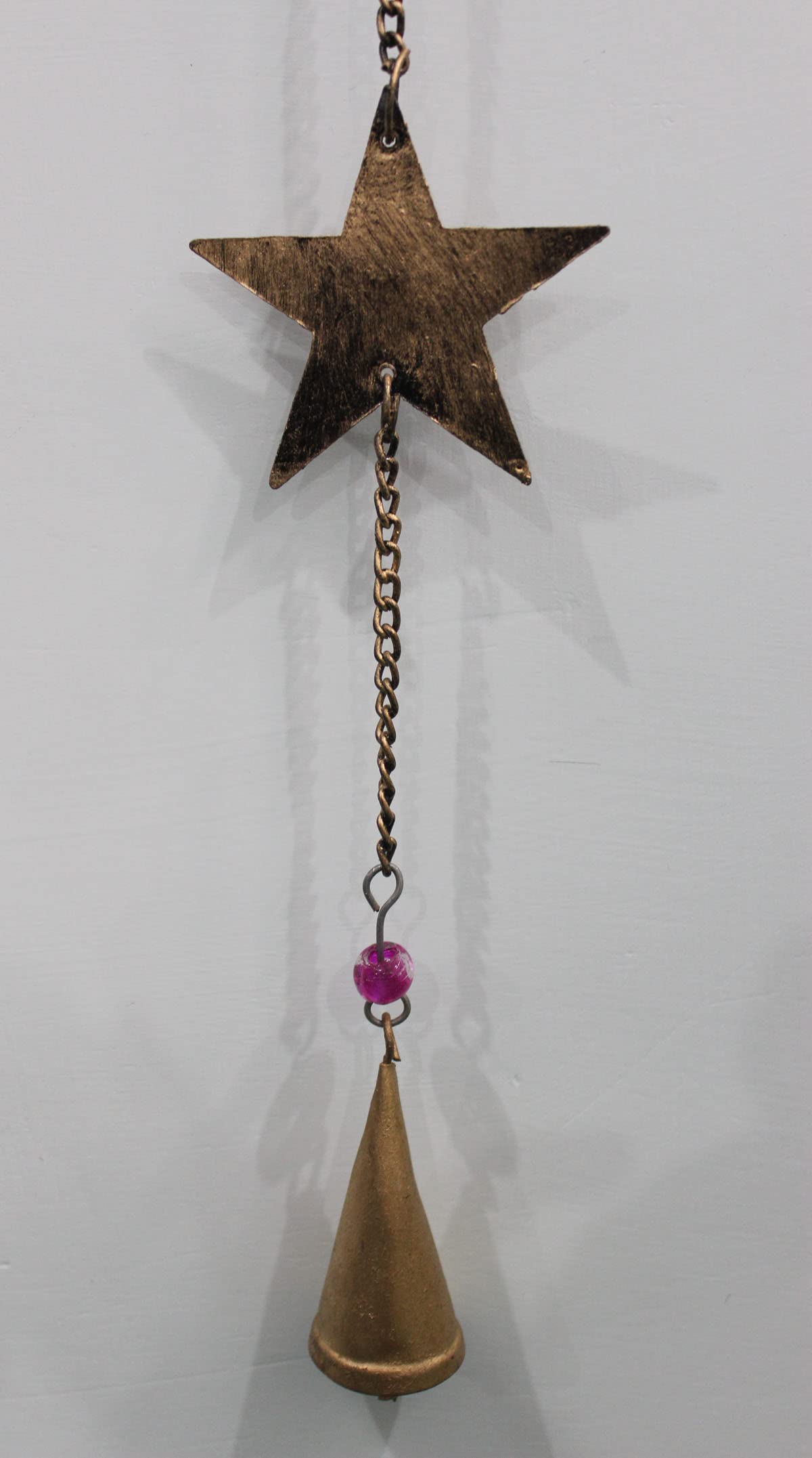 43 Inch Metal Sun Moon Star Wind Chime β Antique Bronze Celestial Wall Hanging with Bells β Handcrafted Boho Home & Garden Decor for Balcony, Patio, Porch, Entryway.