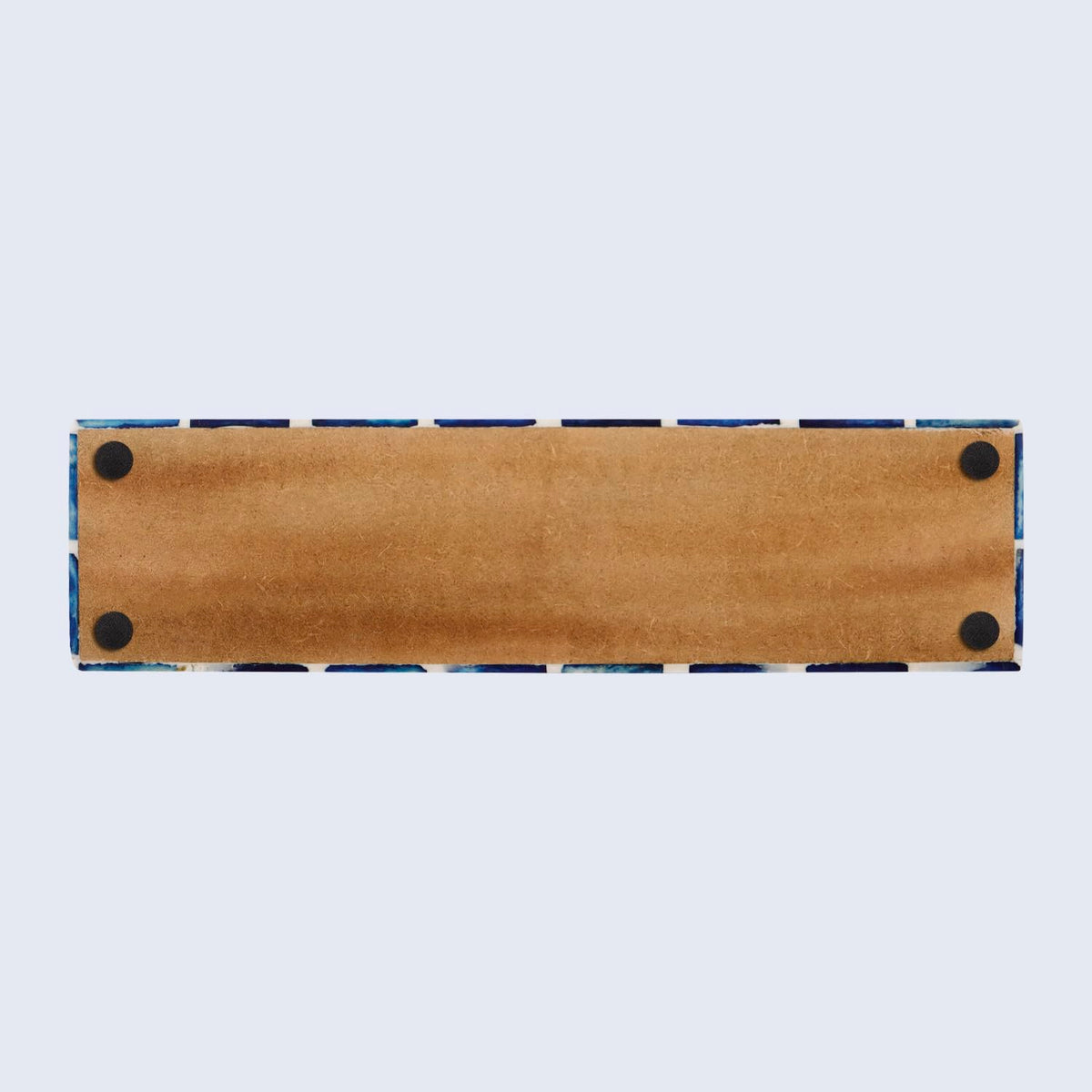 Handicrafts Home Decorative Storage Box with Lid, Moroccan Remote Control Holder Box, Slim Coffee Table Storage Organizer, Bone Inlay Resin Wooden Desk Shelf Storage Box, Blue, 10 x 2.5 x 1.5