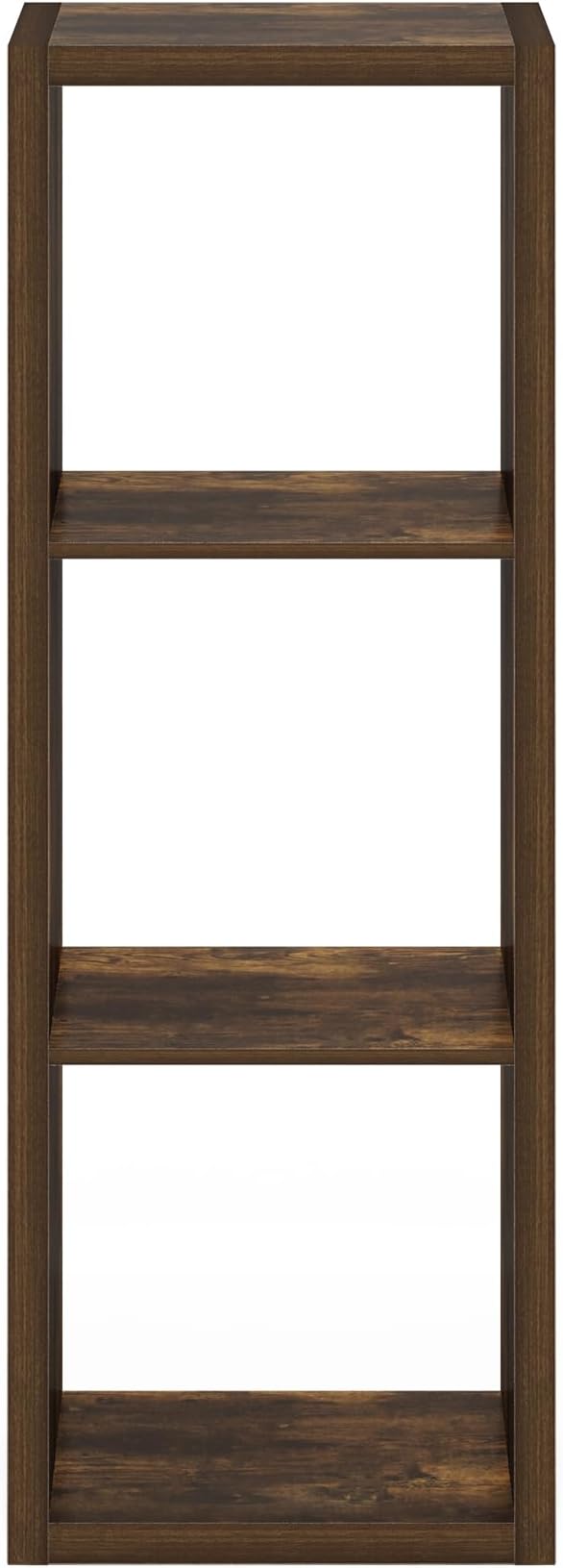 Furinno Cubicle Book Shelf, 3-Cube Bookshelf, Extra Thick Frame Horizontally &