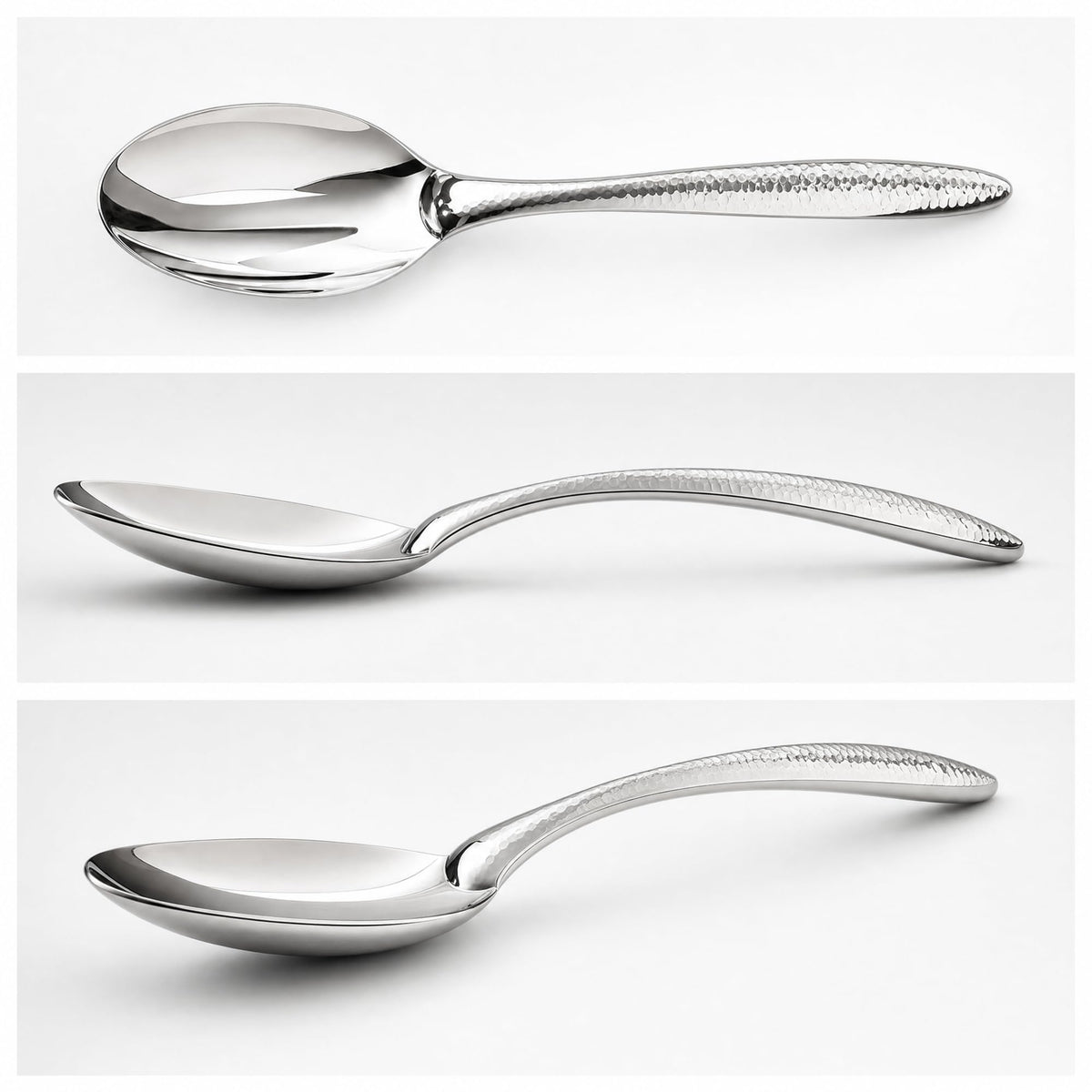 Stainless Steel Serving Spoon Set of 2, Solid Spoon & Slotted Spoon with Thick Non-Slip Ergonomic Handle, Heavy Duty Serving Utensils for Buffet, Party, Kitchen, 9.84 Inch