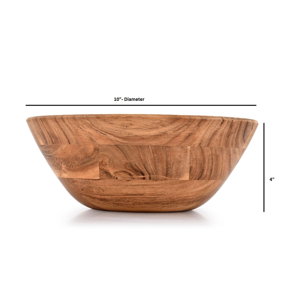 Mahasu Decorative Bowl for Veggies, Fruits, & More – Handmade Wooden Serving Bowl for Kitchen, Party, BBQs (10" x 10" x 4")