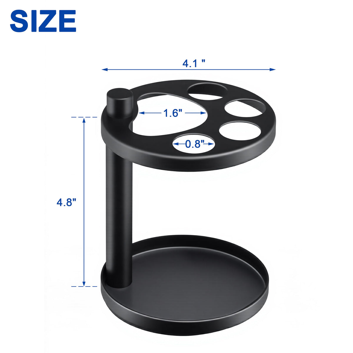 Metal Toothbrush Holder Stand for Bathroom: Stainless Steel Ventilated Organizer with Slots for Electric Toothbrushes, Toothpaste, Razors & Small Comb, Unique Footprint Base Design, Black