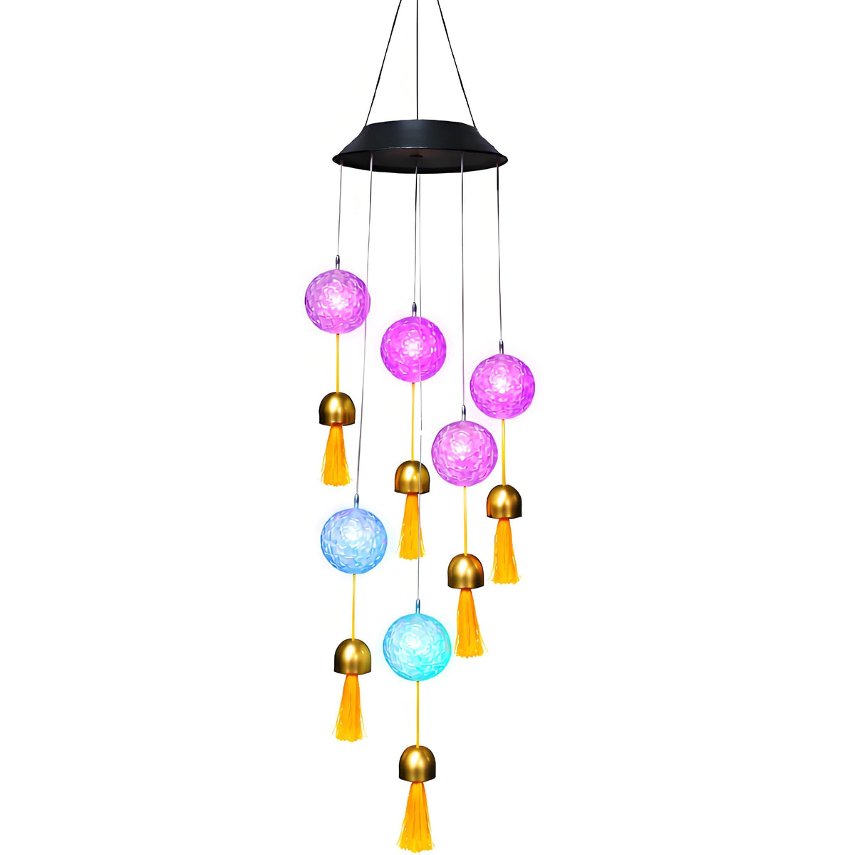 38ā Mini Ball Bell Solar Light LED Wind Chime for Outside, Weather Resistant Decoration Outdoor Garden Patio Subtle Tone Decor, Ideal Gift for Birthday, Mother's Day, Meditation, Ambiance