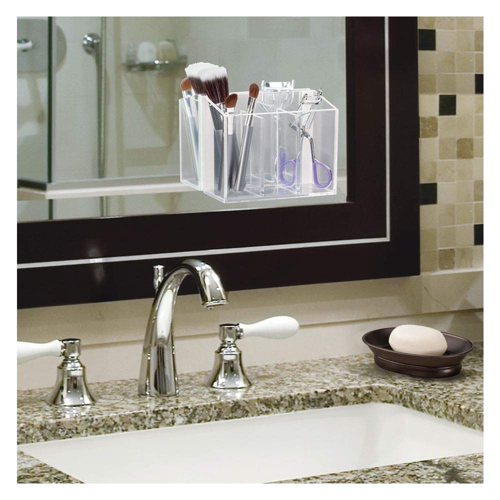 iDesign York Countertop Bar Soap Dish, Metal Soap Holder for Bathroom, Shower, Vanity, 3.87" x 5.5" x 1.4", Bronze