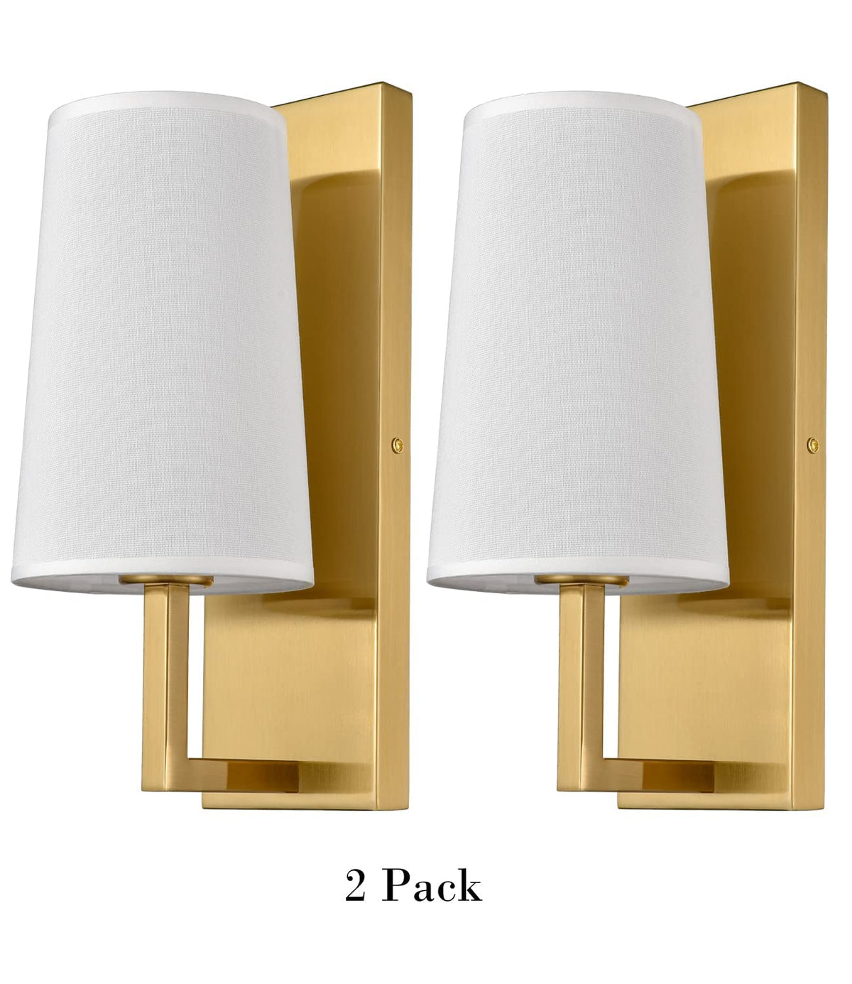 TEENYO Gold Wall Sconces Set of Two Mid-Century Modern Fabric Shade Sconces Wall Lighting Indoor Brass Wall Lamp for Bedroom Hallway Living Room