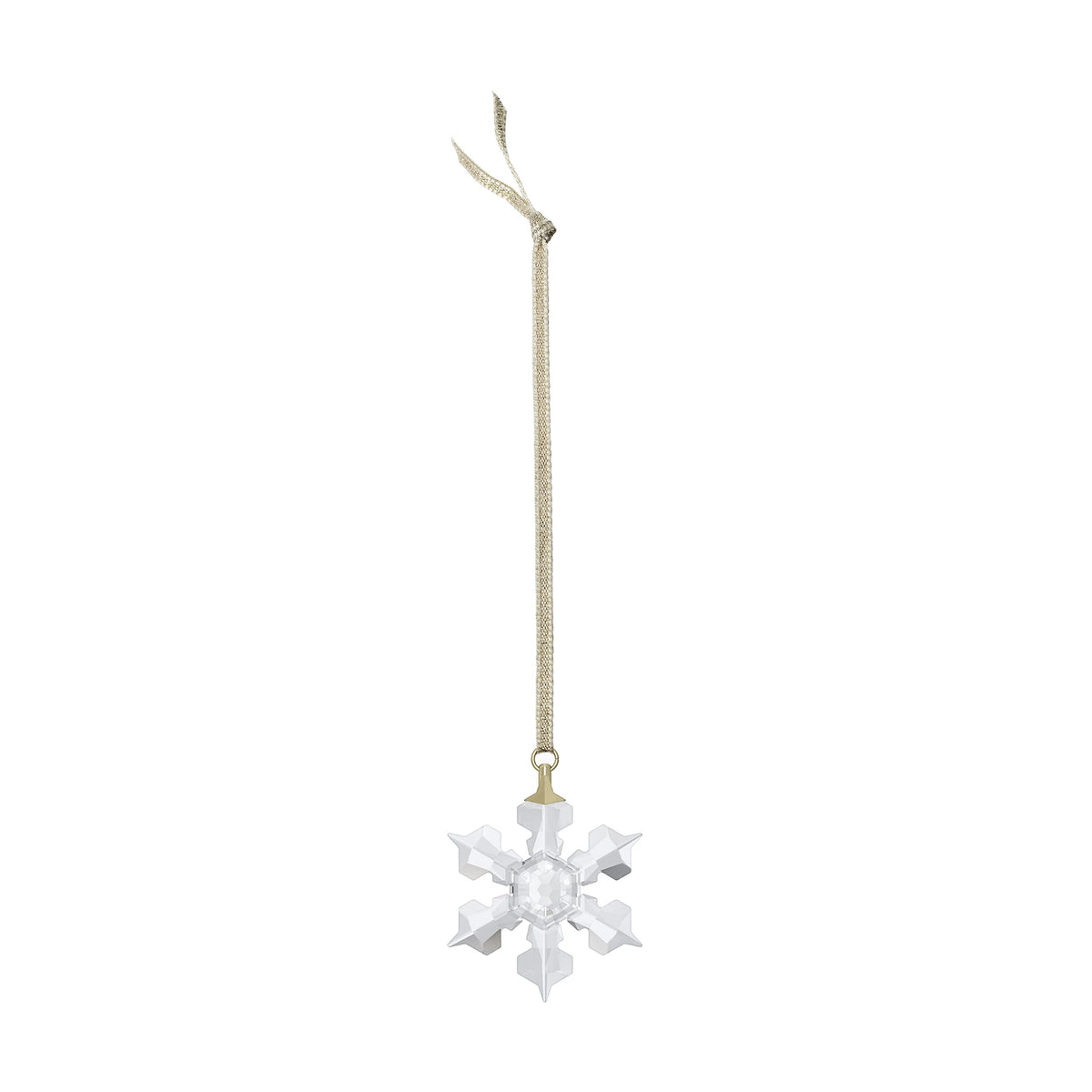 Swarovski's Little Snowflake Hanging Ornament, Clear White Crystals and Gold-Tone Ribbon, Part of the Little Snowflake Collection