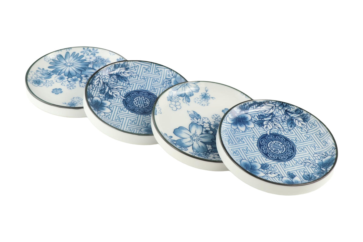 zaoalife 4pcs Japanese Porcelain Side Dish Ceramic Side Dishes Bowl Ceramic Appetizer Plates Seasoning Dishes Dipping Bowls for Seasoning, Sushi, Appetizer, Vinegar, Ketchup, BBQ