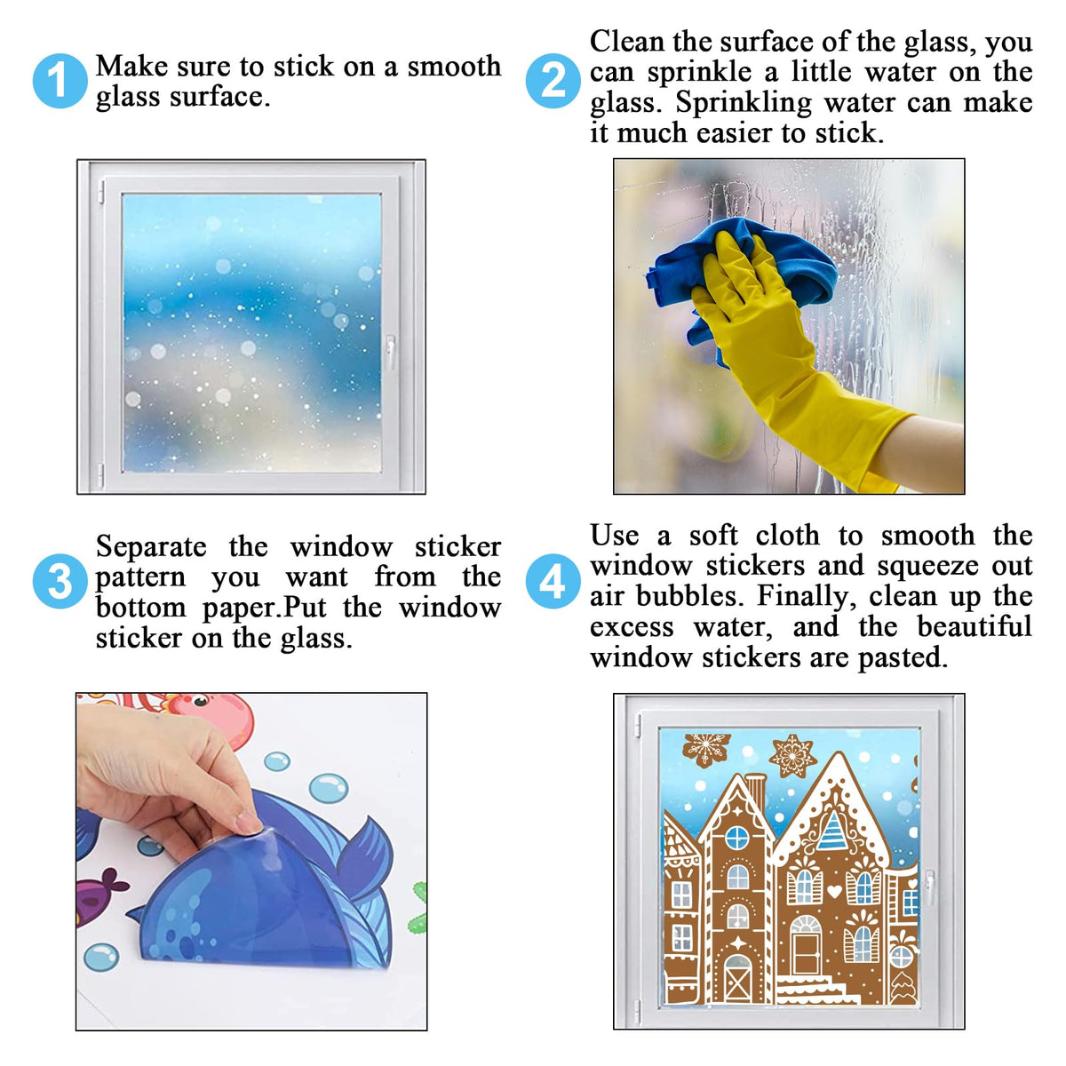 Whaline Christmas Gingerbread Window Cling Stickers Window Decals Brown Gingerbread House Snowflake Reusable Decoration for Xmas Winter Holiday Party Home Classroom, 2 Sheets