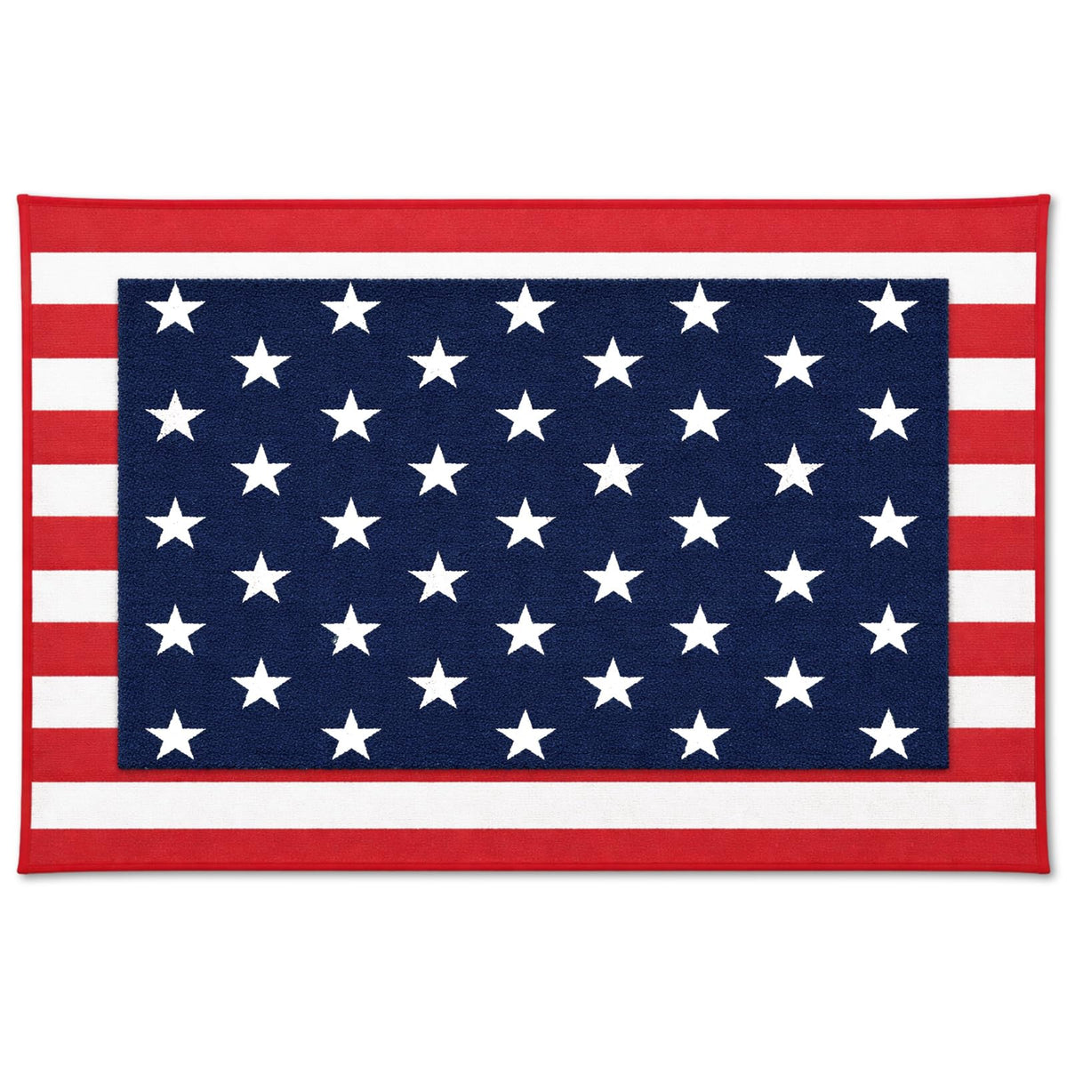 Breling 2 Pcs 4th of July Door Mat Set, Layered Thick Mats Combo with Blue Star Red Stripe American Flag Design for Independence 250 Anniversary Memorial Day Coco Coir Doormat for Front Porch Outdoor