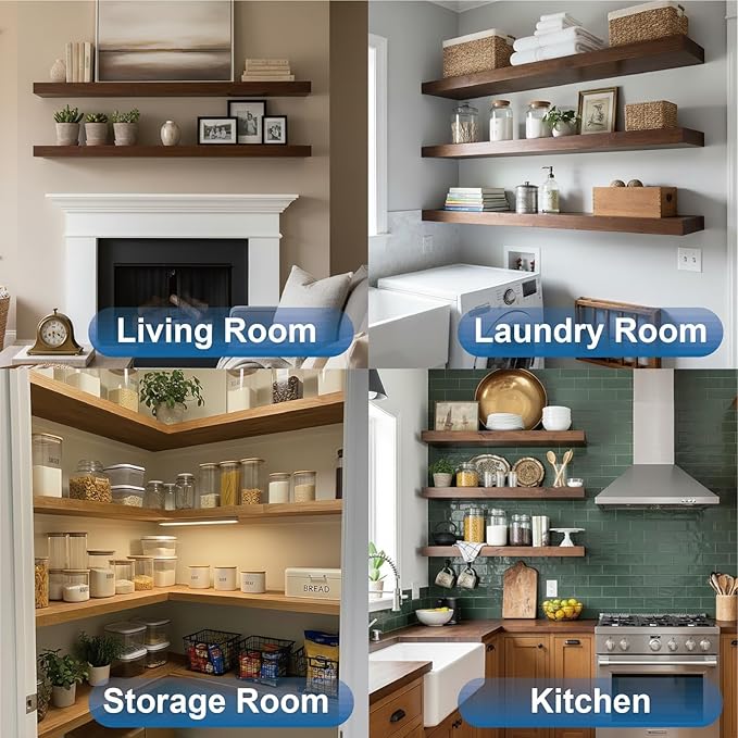 LEOPO Black 8-Pack 8 inch Floating Shelf Brackets, Hidden Shelf Bracket