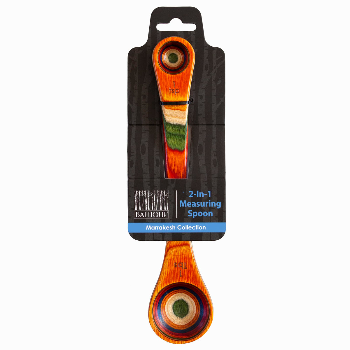 Totally Bamboo Baltique Marrakesh Collection 2 in 1 Wooden Measuring Spoon with Tablespoon and Teaspoon Measurements