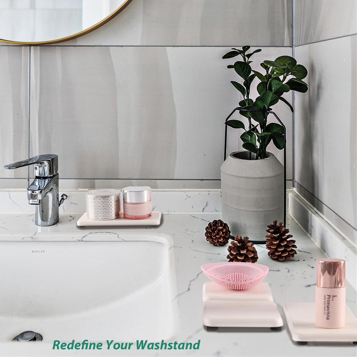 NiuYichee Set of 4 Water Absorbent Diatomite Coasters, Diatomaceous Earth Kitchen Soap Dish, Bathroom Trays, Water Absorbing Stone Used for Hand Soaps & Plants & Toiletries in The Modern Home