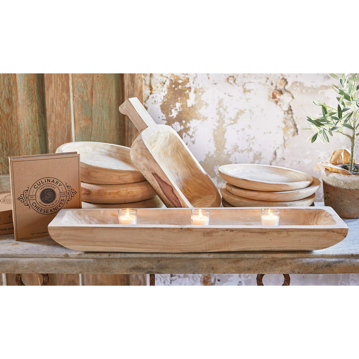 Santa Barbara Design Studio Wood Serving Bowl, Hand Carved Paulownia Wood Fruit Bowl/Decor, 11.5" Large, Natural