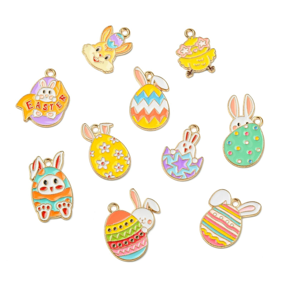 Stiesy Enamel Easter Charms 27Pcs Easter Egg Rabbit Charm Bulk Cute Animal Jewelry Pendants for Jewelry Making Crafts Bracelets Necklaces DIY Gifts
