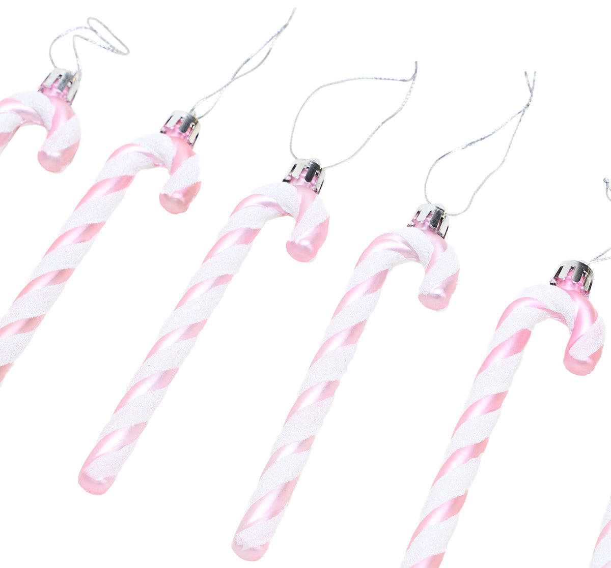 Christmas Concepts® Pack of 6-13cm Glitter Candy Cane Christmas Tree Decorations/Ornaments (Baby Pink)