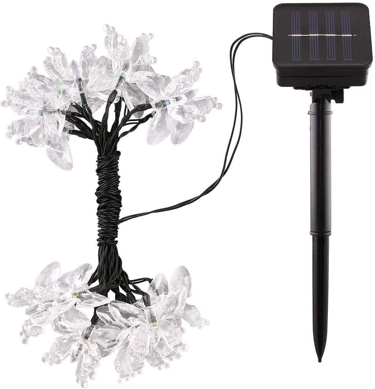 WONFAST Solar String Lights, Waterproof 16ft 20LED Butterfly Christmas Fairy Lights Decorative Lighting for Home Party Wedding Patio Garden Porch Balcony (White)