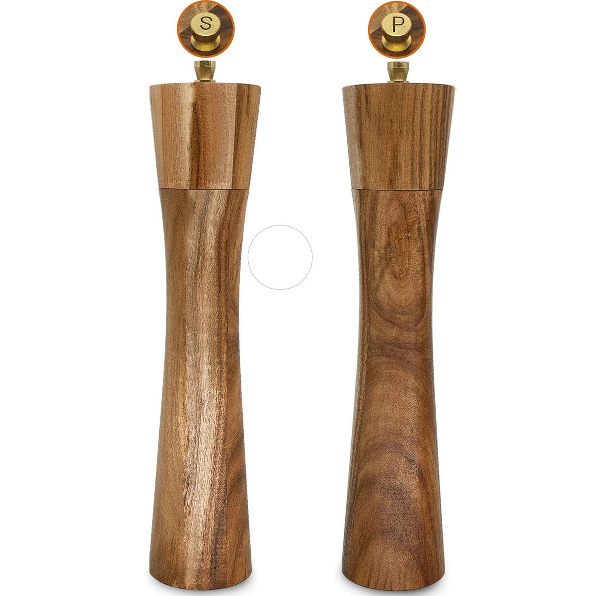 Wooden Salt and Pepper Grinder Set,Refillable Salt and Pepper Mill with adjustable Coarseness,Acacia Wood pepper grinder manual, Salt and Pepper Shaker Set Tableware Gifts-Ideal for Gifting 10IN