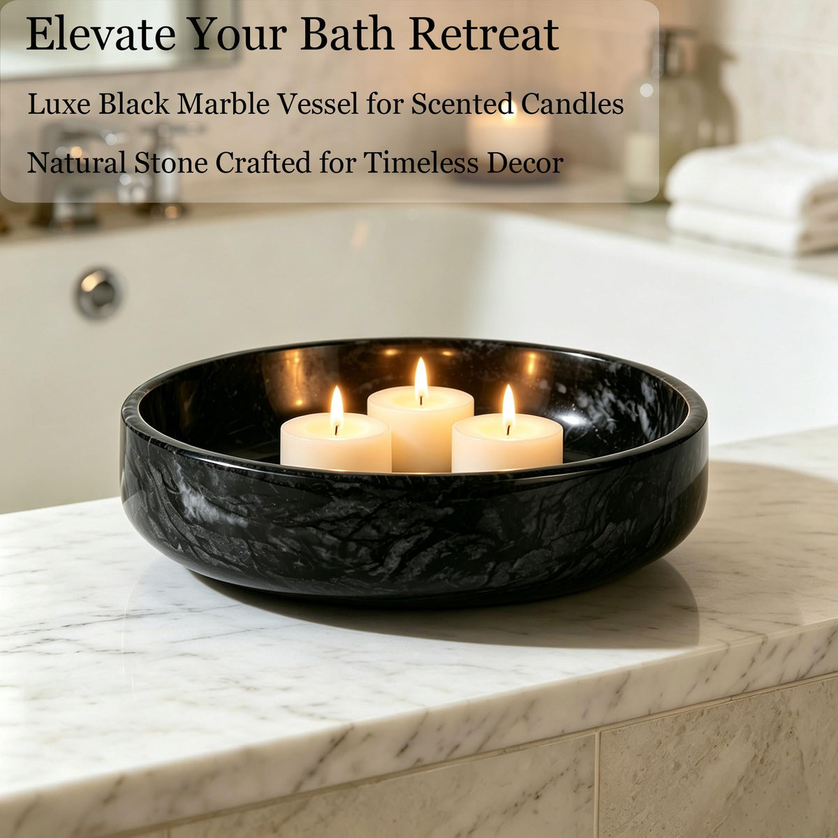 NEAMVCT Natural Marble Decorative Bowl - Hand-Polished Stone Catchall Tray for Coffee Table Centerpiece, Entryway Key Holder, Jewelry Dish, Candle Holder & Home Decor Accent