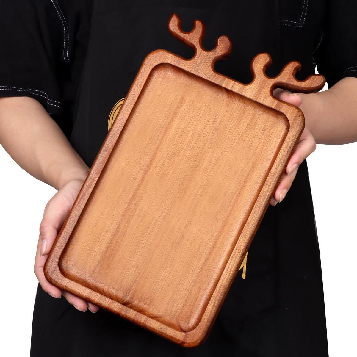 Renawe Decor Christmas Appetizer Platter for Xmas Charcuterie Board Wood Tray Kitchen Xmas Decoration Wooden Cheese Board Serving Dish Dessert Plate Reindeer Cookie Platters Gift